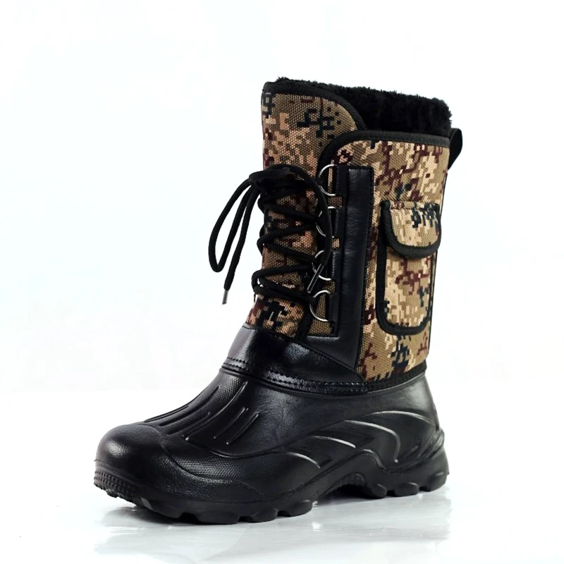 

Men Winter Snow Boots Fashion Anti-slippery Warm Men Work Safety Knee-High Boot Mixed Color Lace-up Teenagers Footwear
