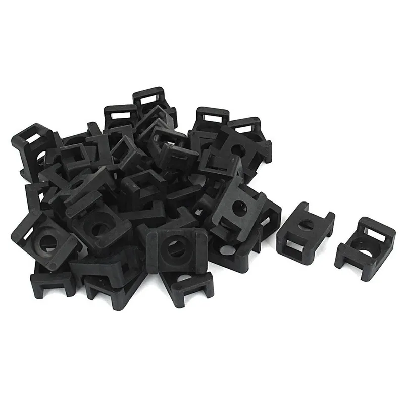 Plastic Wire Cable Zip Tie Screw Fixing Mount Base Holder 40pcs Black