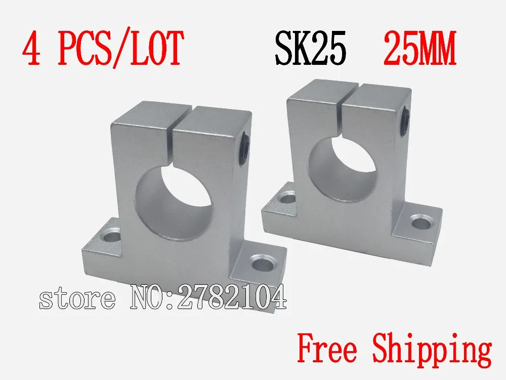 

4pcs/lot Free Shipping SK25 25mm linear bearing rail shaft support XYZ Table CNC Router SH25A