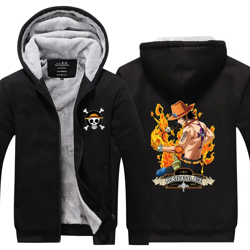 Fans Wear One Piece Winter Hoodie Monkey D. Luffy At Night Zip Up Hoodies 3D Printed Hooded Cosplay Sweatshirts