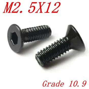 

500pcs/lot DIN7991 Grade 10.9 M2.5*12 M2.5 x 12 flat hex socket countersunk head screw