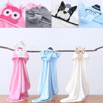 

2017 Autumn Baby Flannel Blanket Sleeping Swaddle Wrap for Stroller Newborns Animal Pattern Hooded Bathrobe Soft Bath Towels