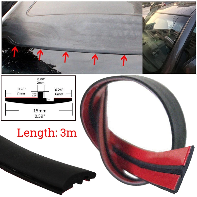 

Rubber Seal Strip Trim B Type For Car Windshield Sunroof Weatherstrip 3 Meter
