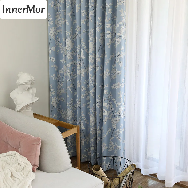 

Innermor luxury Pastoral Curtains For Living room Embroidered Blackout curtians Sheer for kitchen and bedroom Window Customized