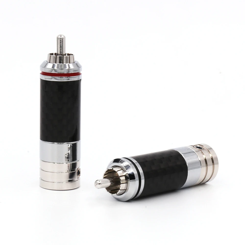 

Free shipping 4pcs Viborg IC54R rhodium plated Carbon Fiber audio rca plug with interconnect cable