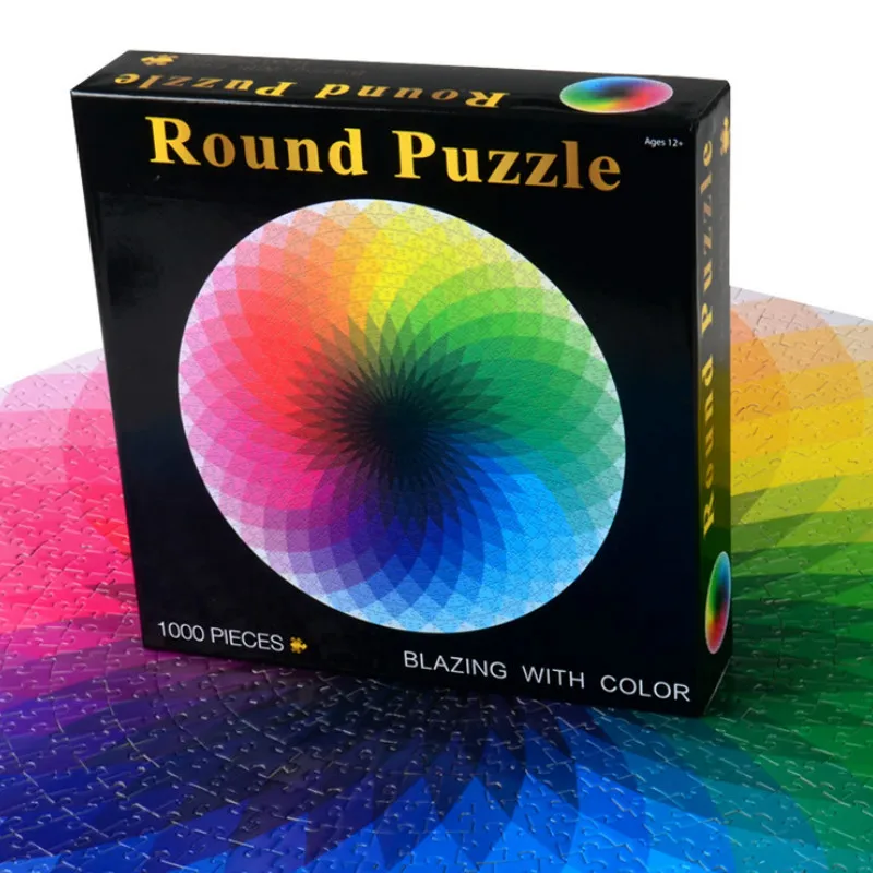 1000 Pieces Puzzle Toy Colorful Rainbow Round Geometrical Jigsaw Puzzle Toys for Adult or Kids
