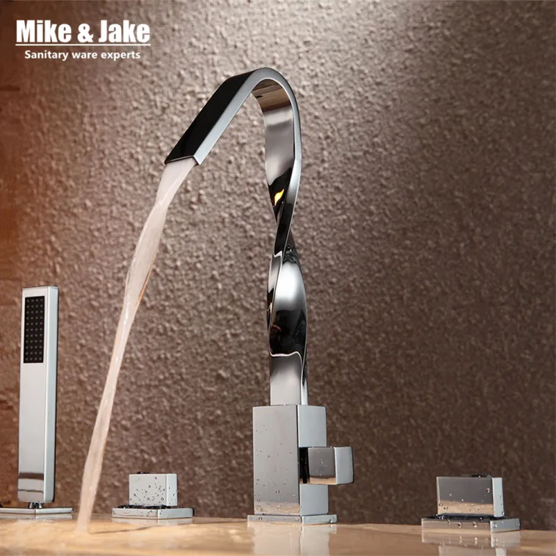 Four pecs kit Bathtub mixer with brass hand shower double function