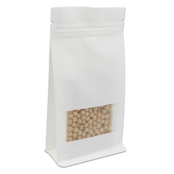 

Stand Up DHL White Kraft Paper Zip Lock Reclosable Packing Pouches For Coffee Tea Storage Bellows Pockets Clear Window Organ Bag