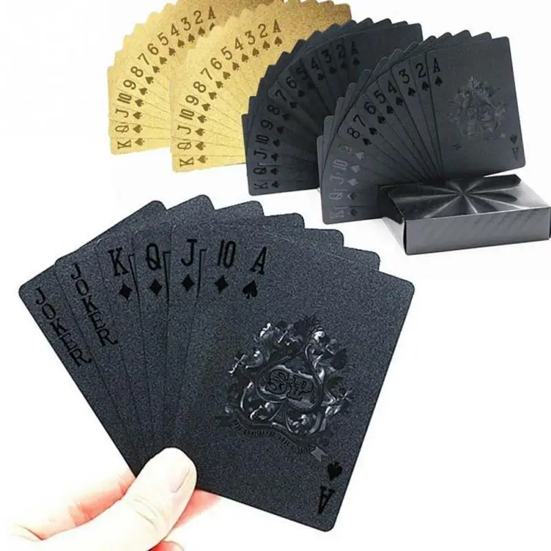 Игральные карточки инструменты Водонепроницаемая Золотая покерная черная пластиковая игральная коллекция карт черные алмазные покер