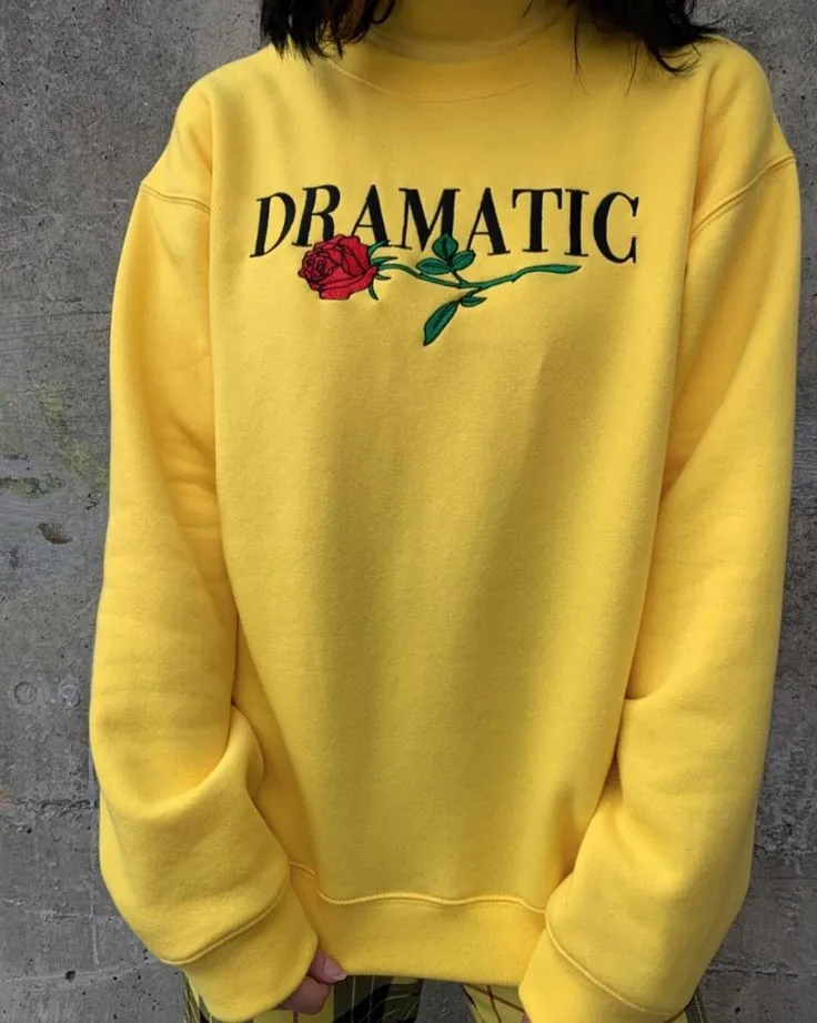 

Harajuku Sweatshirt Women Grunge Style Outfit Dramatic Pulloversred Rose Printed Yellow Sweatshirts Streetwear 2019 Autumn