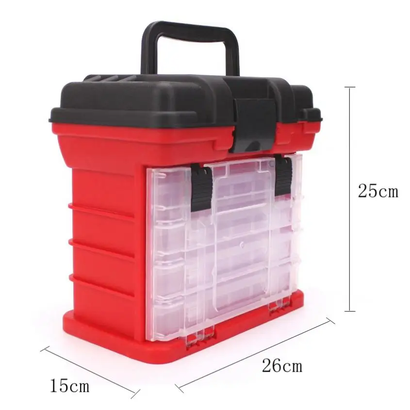 Caixas de Pesca Camadas Durável Portátil Carpa Pesca Carretel Linha Isca Ferramenta Armazenamento Caixa 26x15x25cm 4 5 26x15x25cm 4 camadas durável portátil carpa pesca