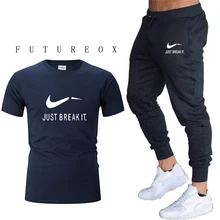 Summer high quality jogging pants men's fitness bodybuilding pants for runners sweatpants + cotton casual LOGO men's T-shirt top