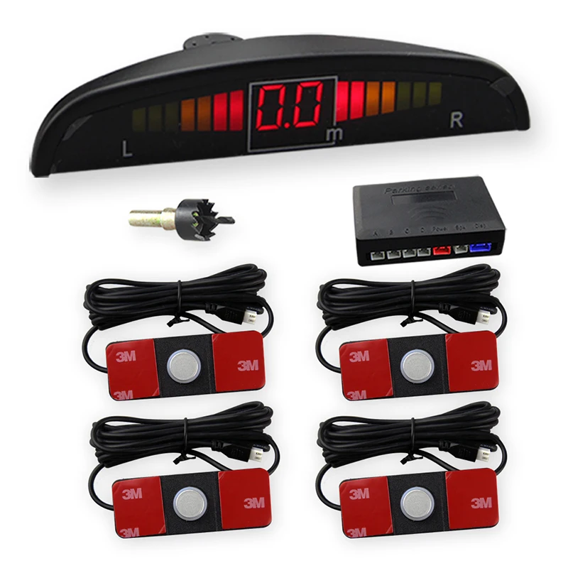 Car Assistant Parking Sensor with Original Flat 4 Sensors 13mm with LED Monitor Car Parking System