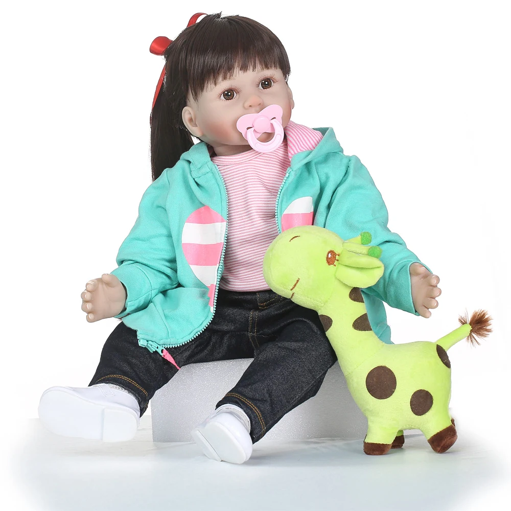 

NPK brand reborn toddler Baby Dolls Soft Silicone 24" /60cm with giraffe doll Lifelike Newborn Doll Girl XMAS Gift