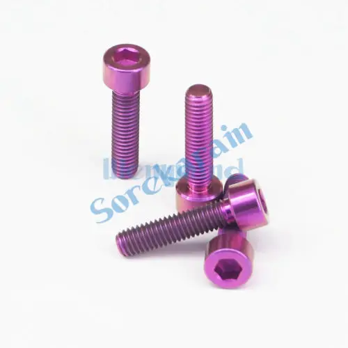 4pcs M6 x 25mm Purple TC4 GR5 Titanium Alloy Allen Hex Screw Column Head Bolts For Bicycle | Обустройство дома