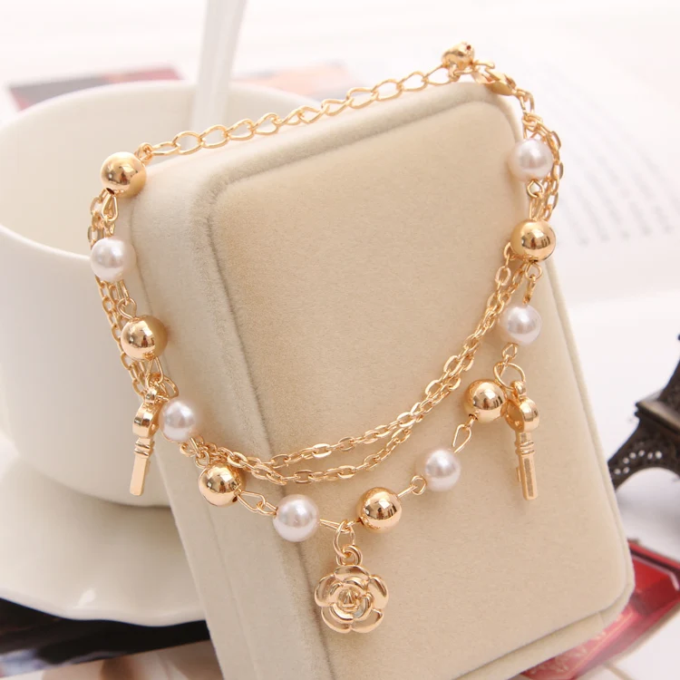 Buy Pretty Golden Chain Bracelet For Girl New Design