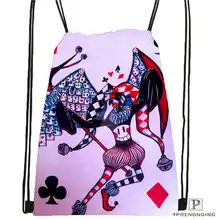 Изготовленная на заказ harley_quinn_card_gimp_ походная сумка на шнурке милый рюкзак для детей(черная спинка) 31x40 см#2018612-01-(7