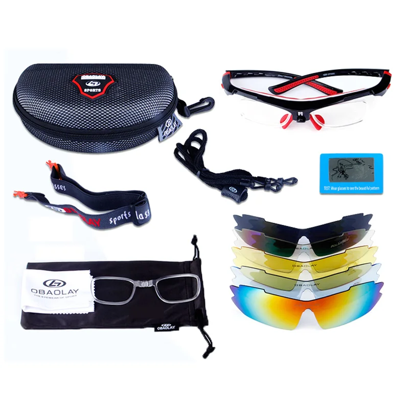 Polarized Cycling Glasses Bike Sport Sunglasses Bicycle Eyewear MTB Goggle 5 Lenses with Myopia Frame
