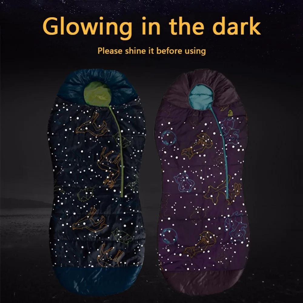  AceCamp Portable Folding Kids Sleeping Bag Mummy Style Temperature 30F /-1C Starry Sky Seal Luminous Warm Sleeping Bag