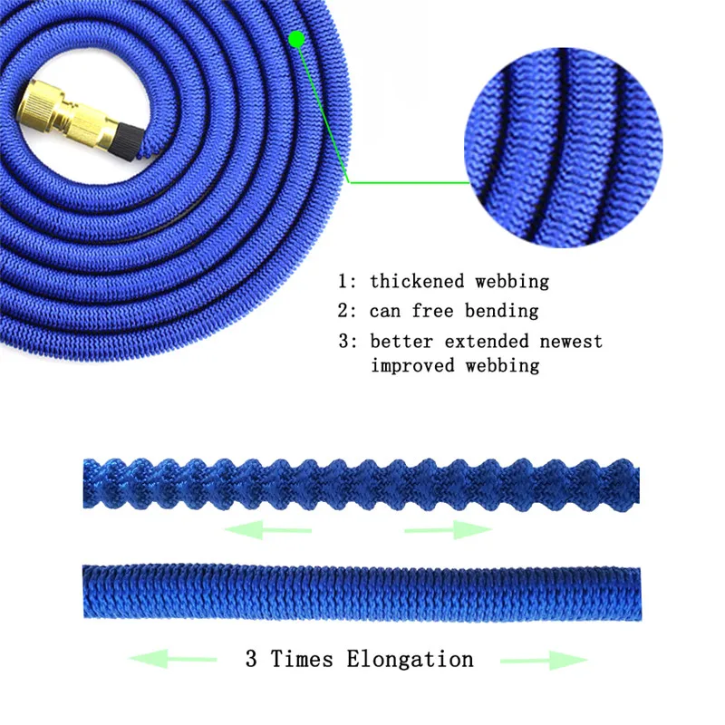 Садовый шланг растяжимый поливочный шланг 100 футов/150 футов Fexible Выдвижная Волшебная труба шланги Металлическая Насадка Садовые принадлежности для орошения
