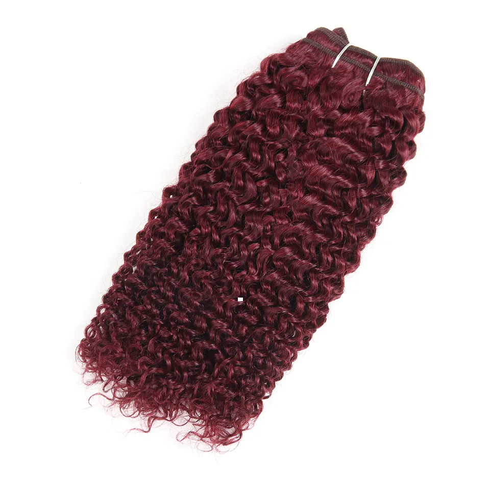 Sleek бразильский волос Weave Связки предложения чешского Curl предварительно цветные 99j Burgundy Red наращивание волос 100 г цельнокроеное платье