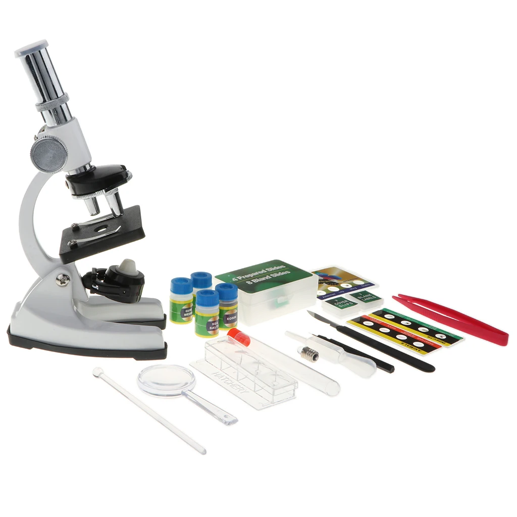 

30PCS Professional Magnification 1200X Microscope Science Kits With Box Students Biology Teaching Study Tools