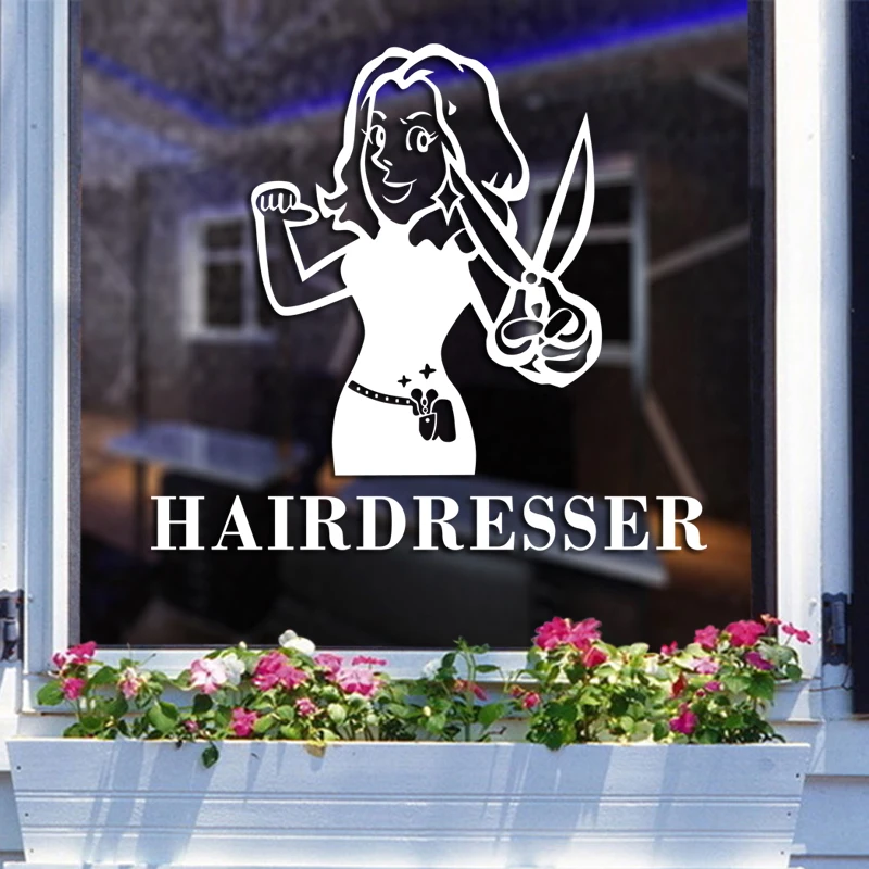 Hair Salon Sticker Beauty Salon Hairdresser Decal Haircut Posters Vinyl Wall Art Decals Decor Windows Decoration Mural M065