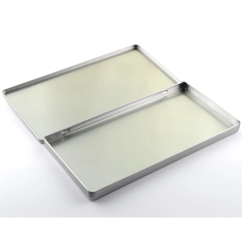Caja de almacenamiento Rectangular de Metal plateado DIY caja organizadora de lata en blanco caixa organizadora