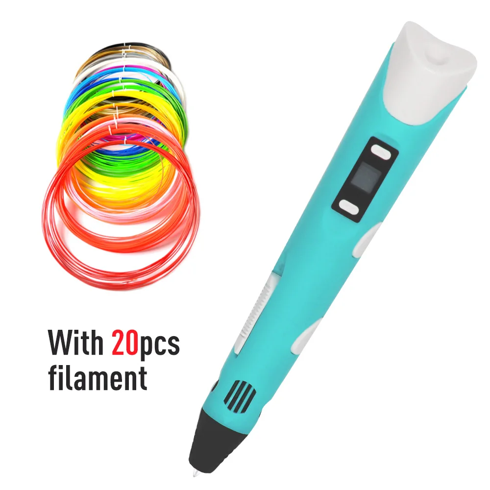 Penobon 3D Ручка с 20 цветами нити PLA 1,75 мм детский подарок Живопись 3D печать Ручка материалы резиновые расходные материалы - Цвет: green 20pcs PLA