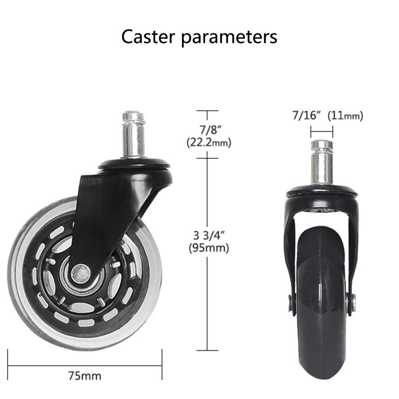 Колесико для стула 2,5/3 дюйма, 360 градусов, вращающаяся мебель из искусственной кожи, ролики для офисных стульев, роликовые лезвия для стула, 1 шт