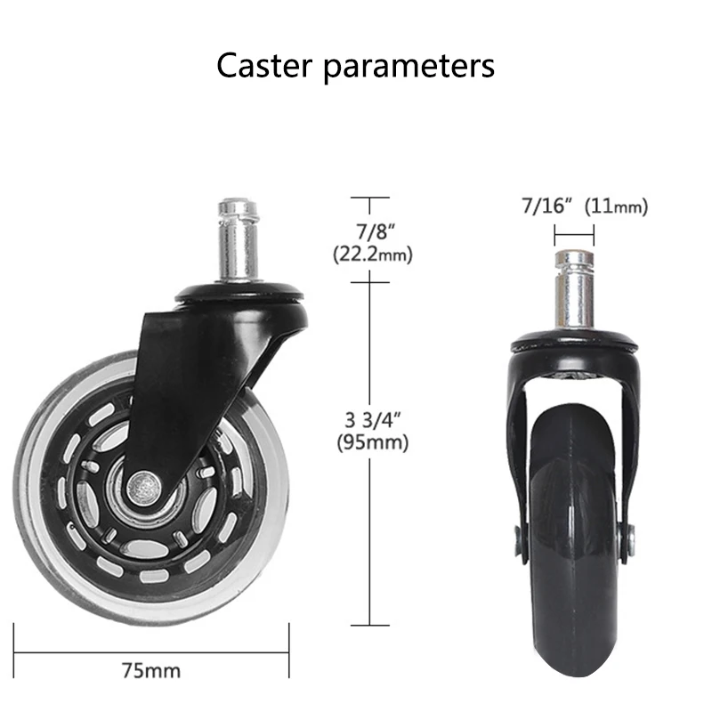 Chair Wheel 2.5/3 Inch 360 Degree Roating PU Furniture Office Chair Casters Rollerblade Chair Wheel 1pc