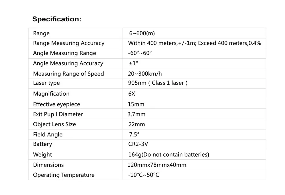 ohhunt Hunting Laser Rangefinders 6X 600M Rangefinder Monocular Multifunction LRF Hunt Range Finder Distance Meter Echo Sounder