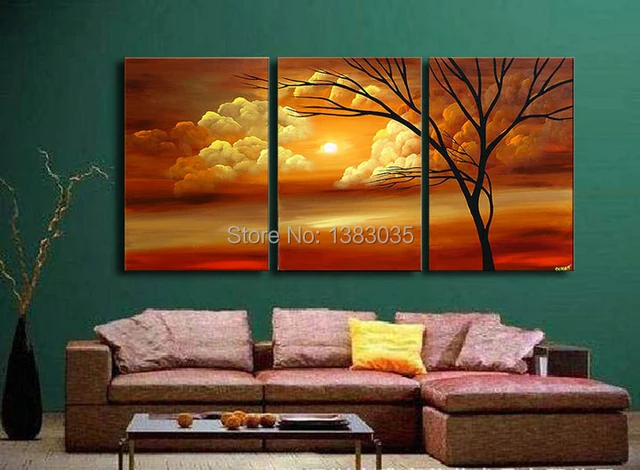 Hand Painted Natural Landscape Painting 3 Piece Modern Abstract Sunset Wall Art Oil On Canvas Set Hand Painted Natural Landscape Painting 3 Piece Modern Abstract Sunset Wall Art Oil On Canvas Set