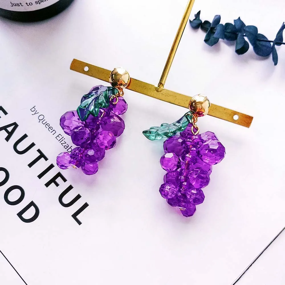 Корейские Роскошные милые серьги с зеленым листом и фиолетовыми кристаллами для женщин, свадебные вечерние ювелирные изделия
