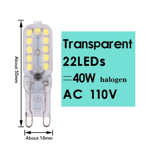COB G9 G4 светильник светодиодный лампочка прожектор в форме кукурузы 110 В 220 В заменить 20 Вт, 30 Вт, 40 Вт, 50 Вт галогенные светильник затемнения 14 светодиодный s 22 светодиодный s 30 светодиодный s SMD 2835 - Испускаемый цвет: G9 Trans. 22LED 110V