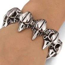 Новинка хит 23 см* 30 мм 150 г тяжелый ювелирный браслет 316L нержавеющая сталь серебряный череп голова Орла браслет манжета для мужчин, хороший подарок