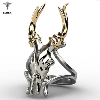

EVBEA Deer Ring Punk Rock Biker Vintage Rings Women Goat Head Jewelry