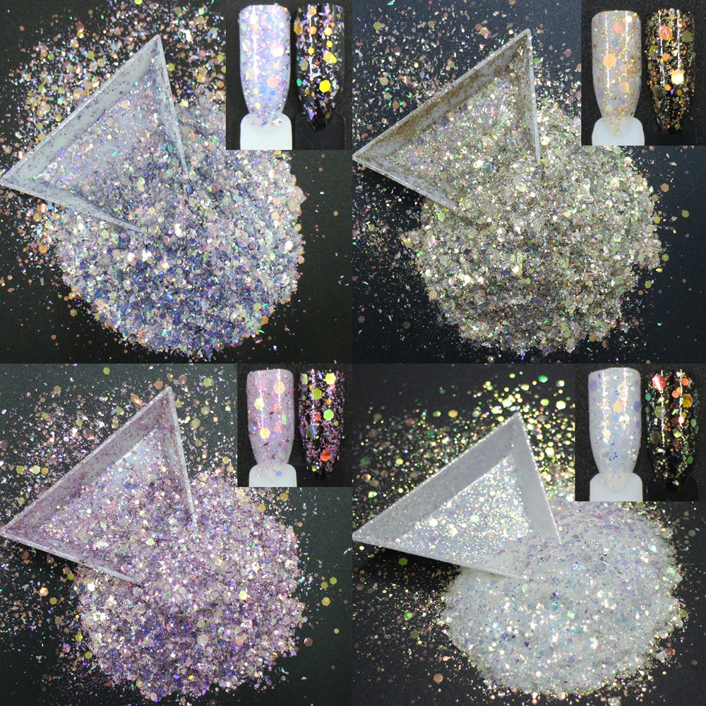 

50g/pack, 8 Choices! Mix 2x2 Irregular Sequins/Hexagon Shapes, Nail Art Glitters Paillettes Powder Flakes Slices Decoration