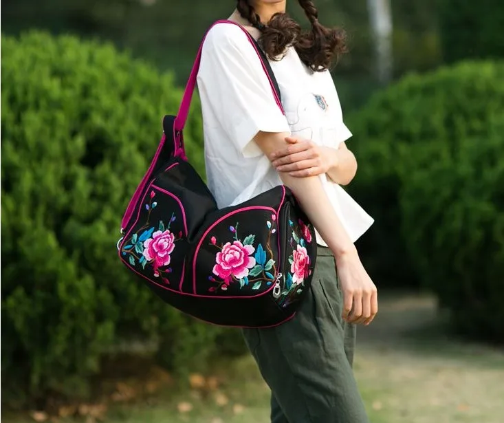 

New Multi-function Fashion embroidery Women bags!National Floral embroidered Multi-use Holder handmade ethnic shoulder&handbags