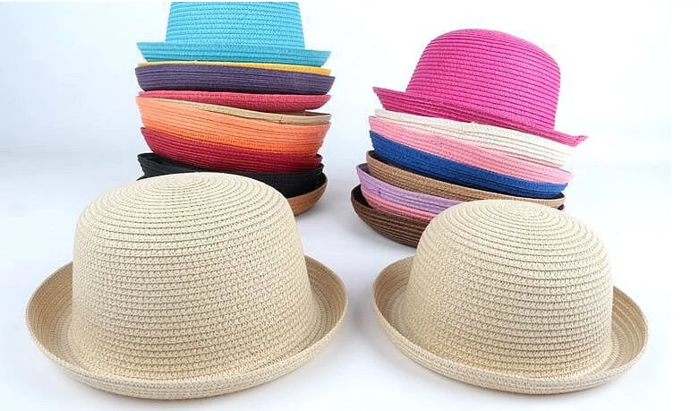 Shpflae Children Straw Hat Lotus Leaf Wave Along Sun Hat Cap Child Sunscreen Outdoor Fedora Beach