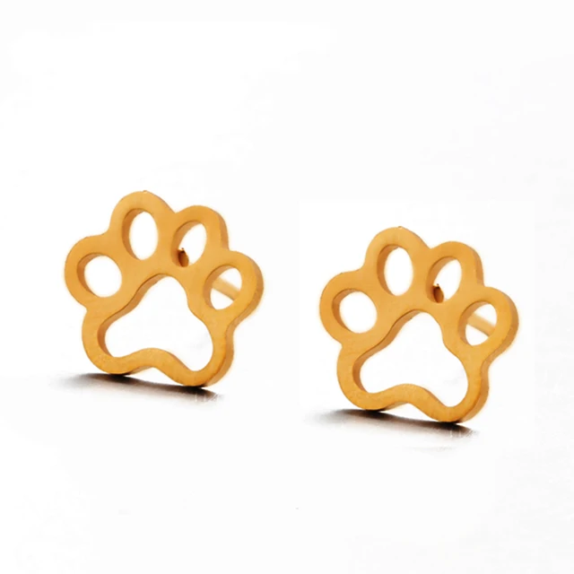 mini boucle d oreille en forme de pattes d'animaux, couleur dorée, en acier inoxydable, pour femmes et filles – Image 3