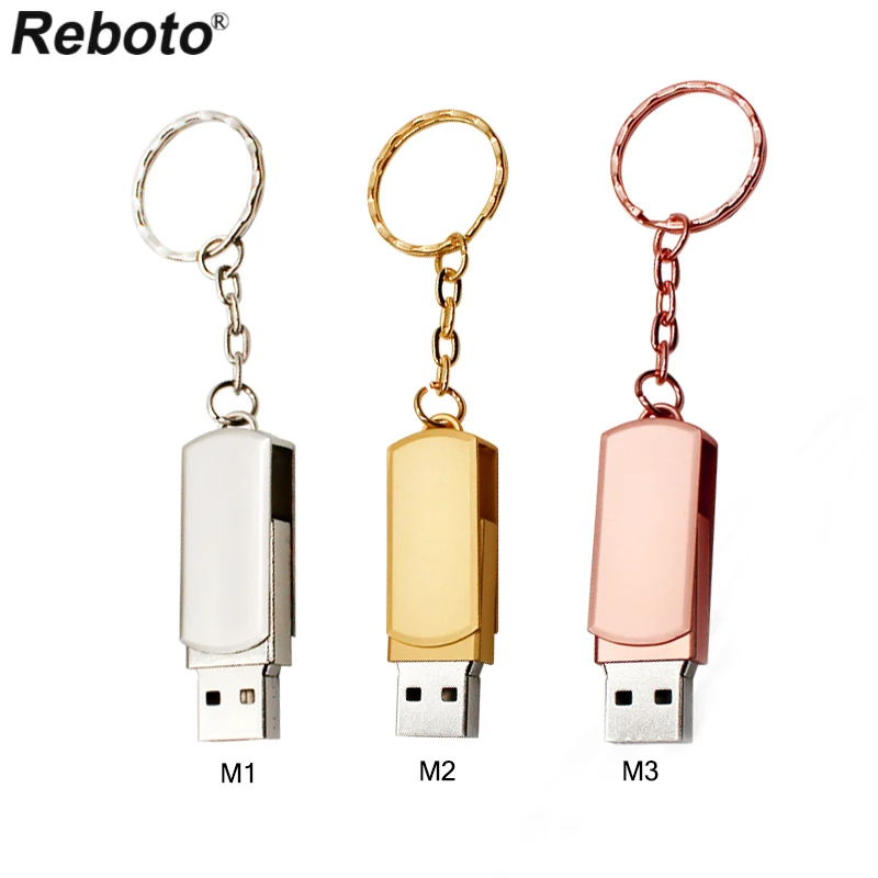 Reboto Нержавеющая сталь поворотный USB Flash Drive новый брелок накопитель 4 ГБ 8 ГБ 16 ГБ 32 ГБ 64 ГБ USB флешки Memory Stick