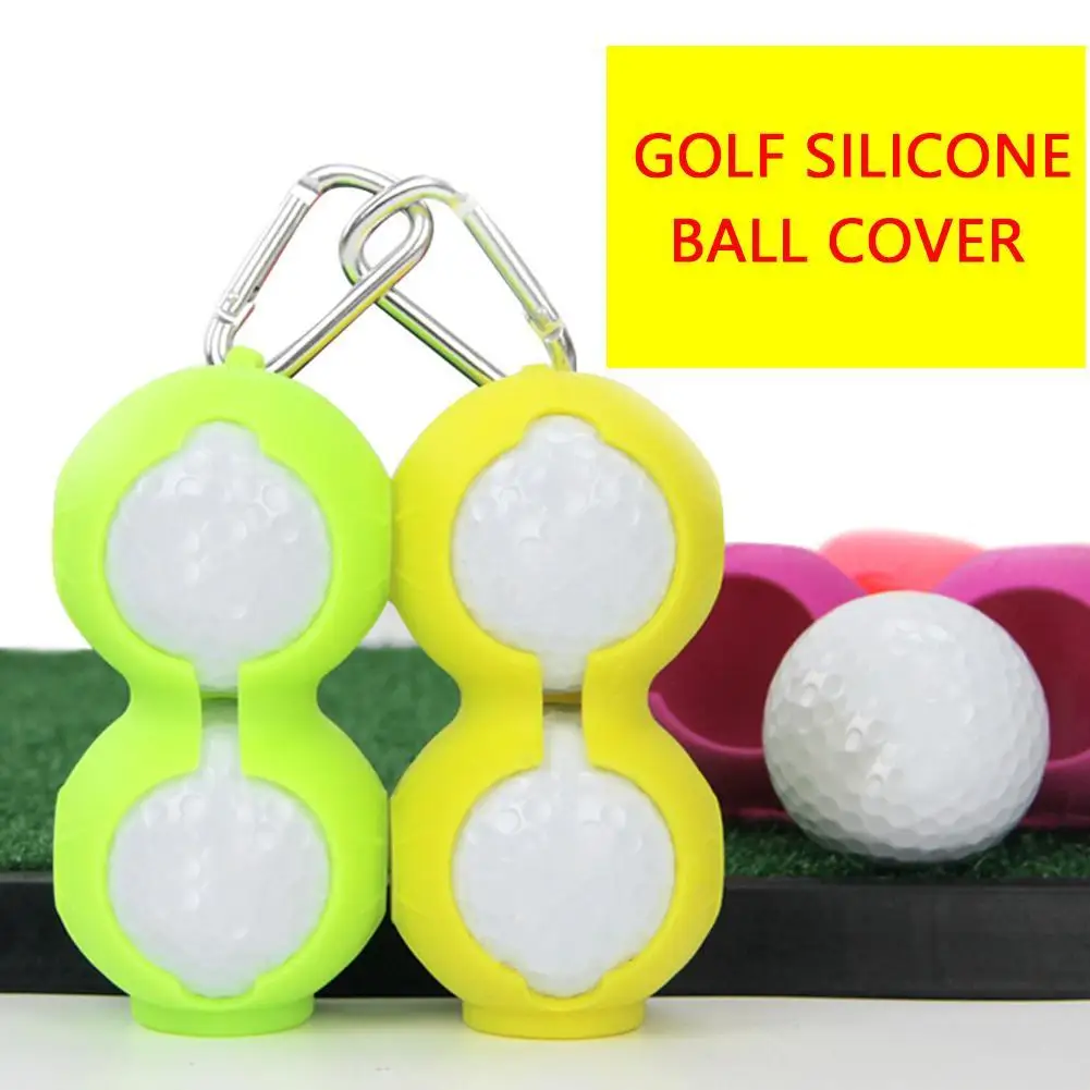 

Golf Ball Protective Cover Soft Silicone Waist Holder Sleeve storage Bag Keyring Golfing Accessories for 2Balls