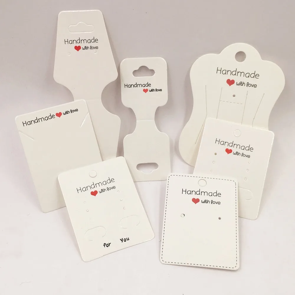 100pcs Kraft Handmade With Love Jewelry Cards,Necklace/Earring/Hairpin/Pendant Packing Cards,Love Jewelry Displays Cards