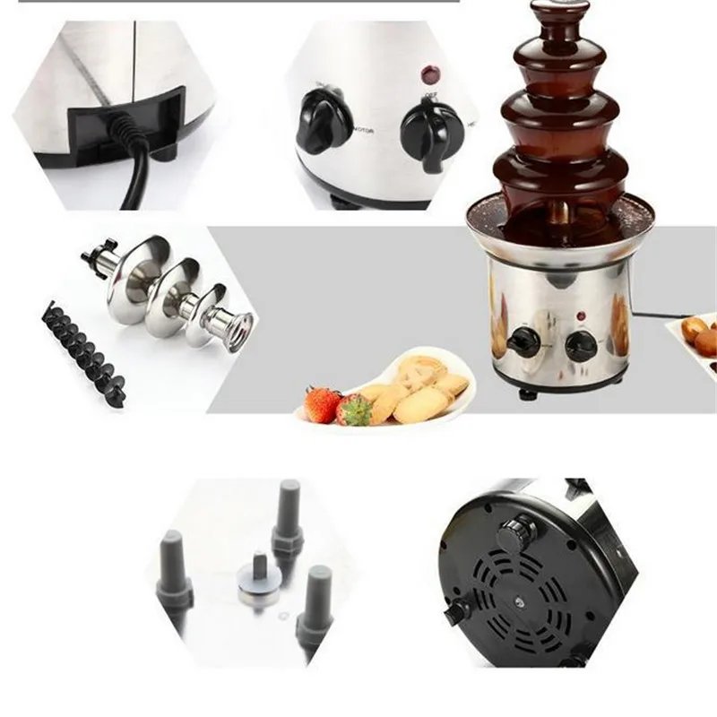 Шоколадный фонтанчик из нержавеющей стали 4 уровня 46 см 110 В 220 В|chocolate fountain