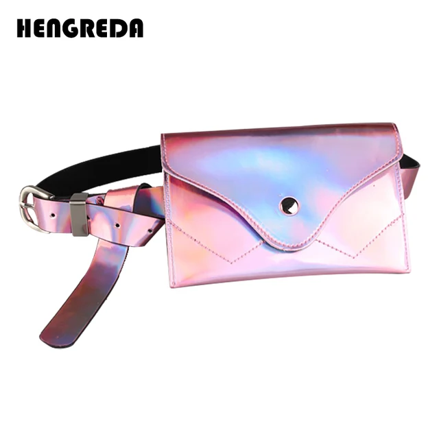 Holographic Women Belt Bag Laser Ladies Pockets Waist Bag Bum Bling Fanny Pack 2018 PVC Femal Phone Pouch Small for Travel Party