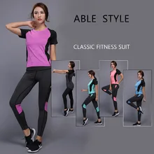 SJ-Maurie Running Suits Women Gym Fitness Clothing Sports Running Tracksuits T-shirt+Jogging Pants Slimming Bodysuit