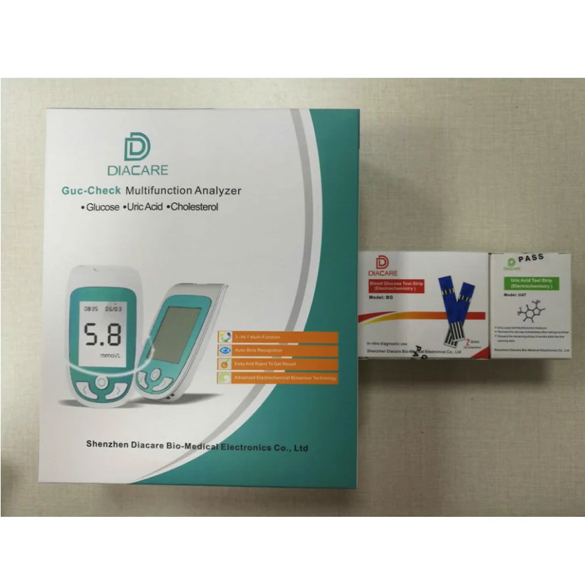 

GUC-Check Multi-Function Monitoring System Blood Glucose & Uric Acid Meter with Test Strips