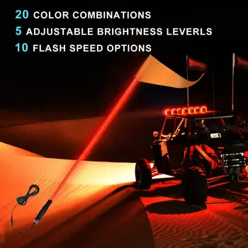 

KEMiMOTO UTV Whip Light 5ft LED Flag Pole Safety Antenna Whip Lights for Sand Dune Buggy ATV Truck for jeep for polaris rzr