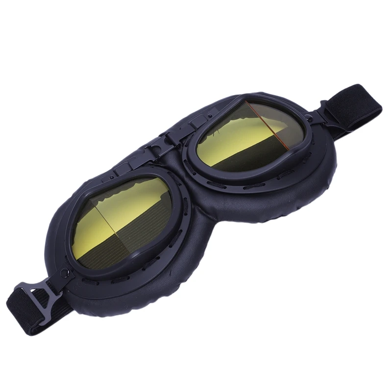 Black yellow Открытый Велоспорт очки мотоциклетные очки беговые очки Мотоцикл Винтажные шлем очки рыцарские очки - Цвет: Black yellow